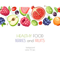 Fresh healthy fruits background horizontal template