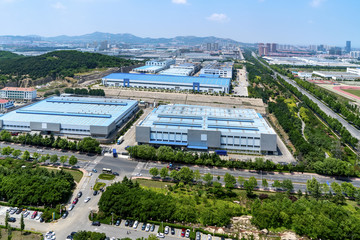 Overlooking factory buildings and logistics warehouses
