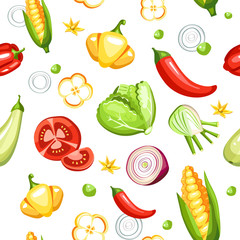 Farm vegetables garden vector seamless pattern