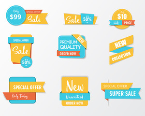 Set of sale banner collection, discount tag, special offer banner. Vector illustration