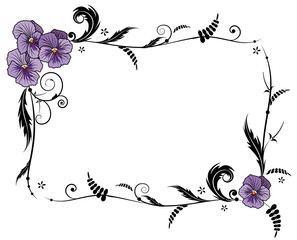 frame with viola flowers