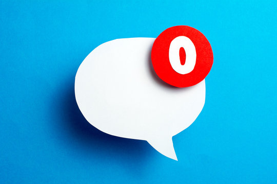 Social Media Chat Bubbles. Icon with no new messages concept . Paper speech bubble on blue background