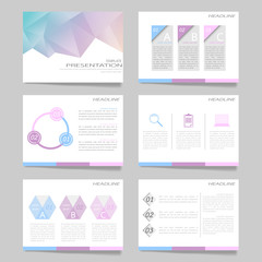 Template vector triangle blue set for brochure presentation   business.Slides horizontal of modern layout and brochure illustration   leaflet flyer design