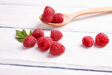 Ripe fresh raspberry close up