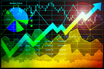 Stock index data analysis of illustration business presentation financial sector background.