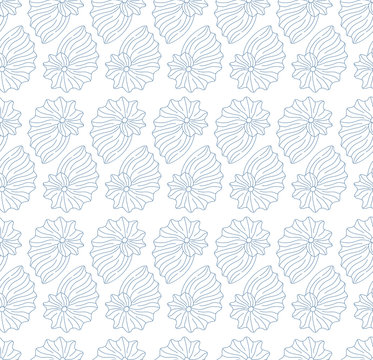 seamless pattern with seashells on white background