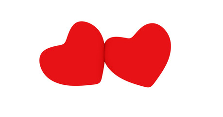 Twin red heart. 3d illustration rendering