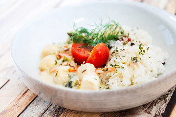Scallops of leeks Basmati rice