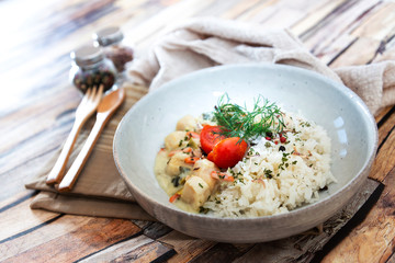 Scallops of leeks Basmati rice