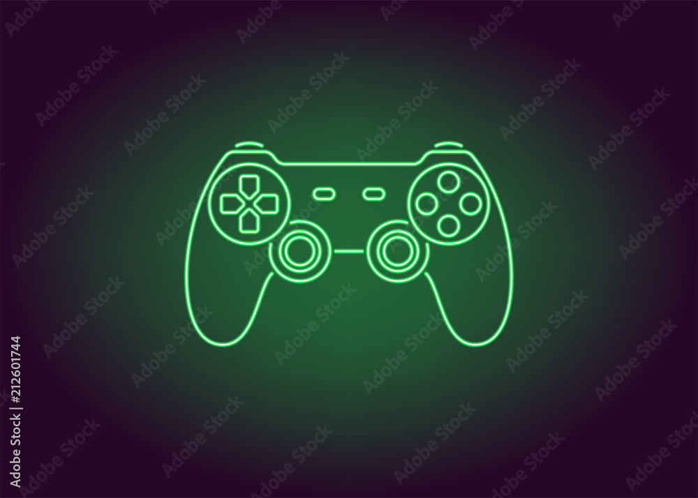 Wall mural neon icon of green joystick