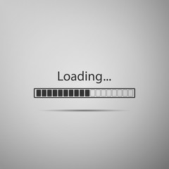 Loading icon isolated on grey background. Progress bar icon. Flat design. Vector Illustration