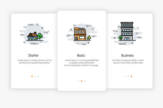 Onboarding screens design in Level concept. Modern and simplified vector illustration, Template for mobile apps.