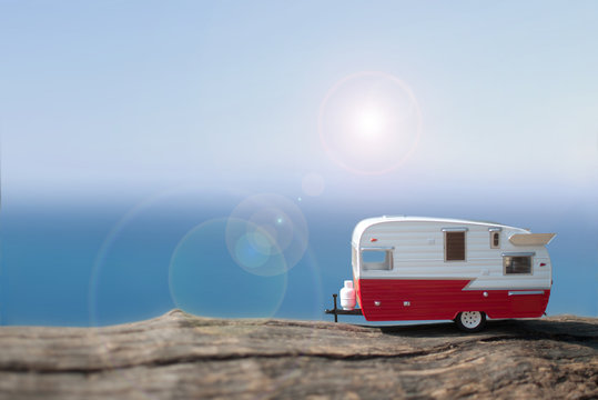 Summer Caravan Trailer Beach Background