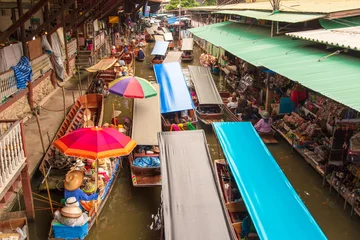 Badezimmer Foto Rückwand Damnoen Saduak Floating Market near Bangkok in Thailand © Southtownboy Studio