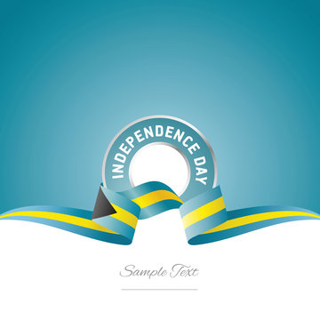 Bahamas Independence Day ribbon logo icon