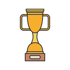 Line vector color bowl, winner cup award icon. Sport equipment, success symbol. Athletic competition. Championship reward, win trophy. Retro style illustration and element for your design wallpaper.