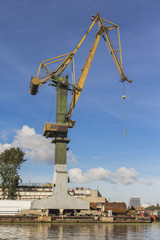 Harbor cranes in Gdansk. Poland