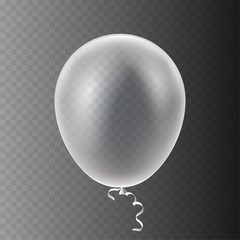 Stock vector illustration realistic 3D Inflatable air flying transparent balloon frosted Isolated on a transparent checkered background. Party balloon EPS10
