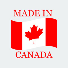 Fototapeta na wymiar Flag Of Canada With Text Made In Canada. Vector Illustration