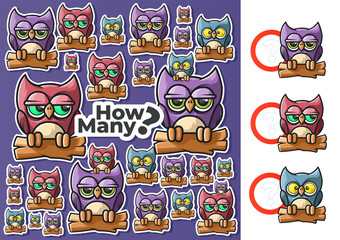 How Many. Owls Counting. Children's Educational Game
