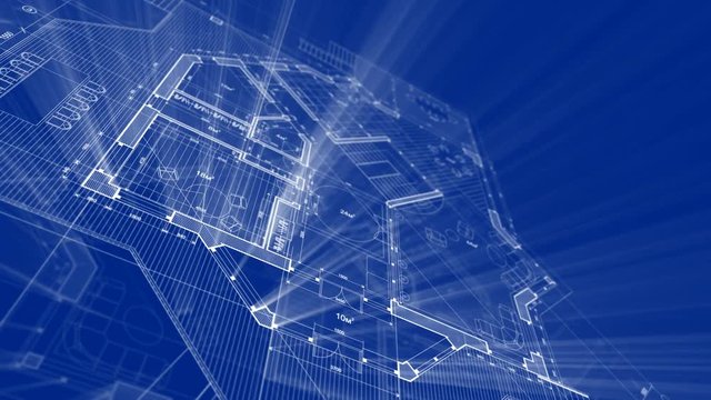Architecture design: blueprint plan - illustration of a plan modern residential building / technology, industry, business concept illustration: real estate, building, construction, architecture