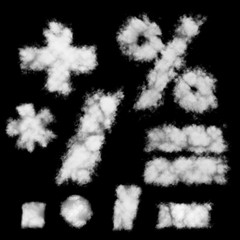 White math signs cloud shapes