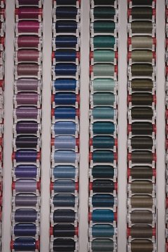 Multicolored threads arranged in row