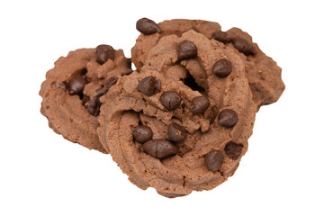 chocolate chip cookie isolated on white background - clipping paths