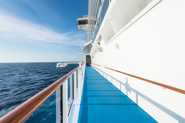open deck corridor of a cruise ship