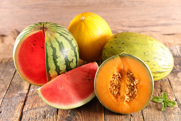 assorted melon and watermelon