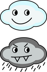 Icon set - cloud good and bad - Vector