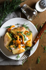 Baked potatoes with cream cheese dill and mushrooms