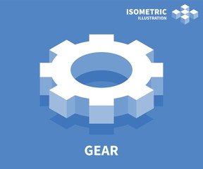 Gear icon. Isometric template for web design in flat 3D style. Vector illustration.