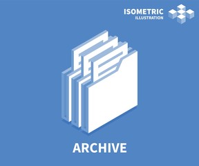 Archive icon. Isometric template for web design in flat 3D style. Vector illustration.