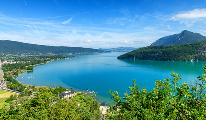 view of Annecy lake in french Alps