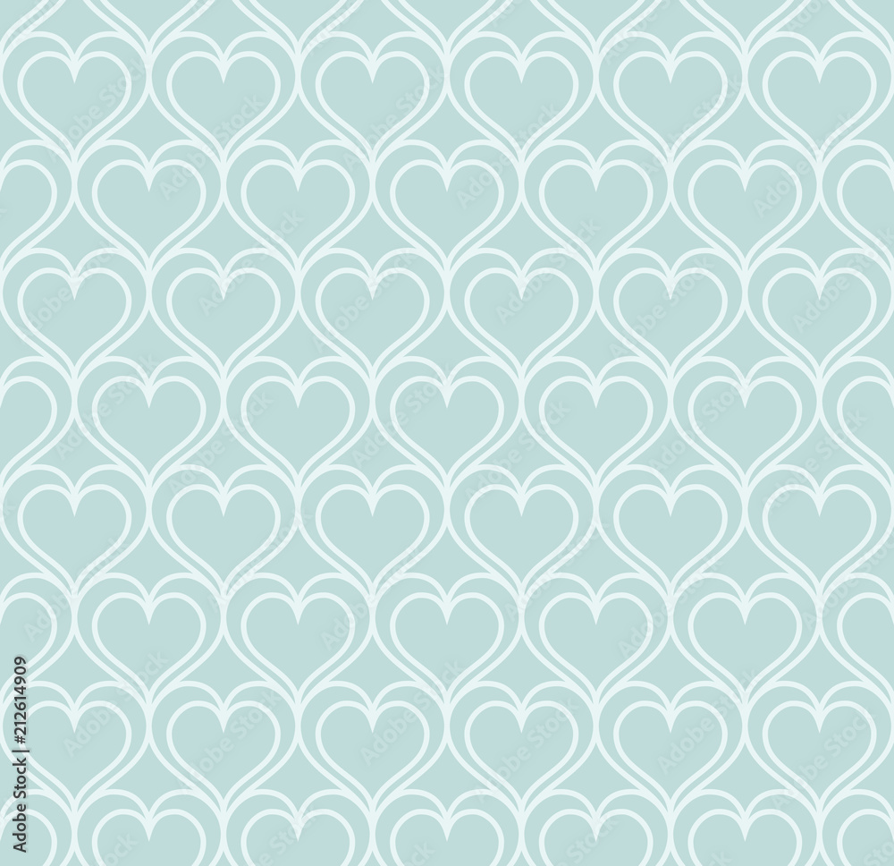 Poster Linear stylish seamless pattern with hearts. Vector illustration.