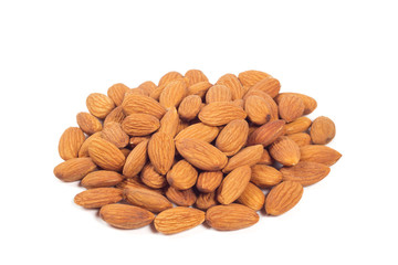 Almond nuts isolated on the white background