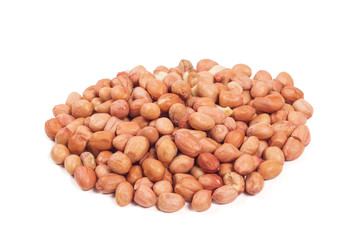 Shelled peanuts isolated on the white background