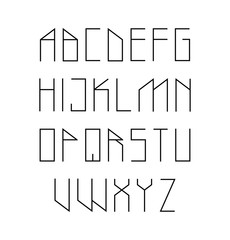 Vector modern thin alphabet set. Geometric stylized letters