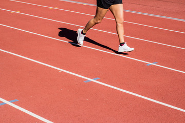 Obraz premium All-weather running track , orange and white lanes for running training