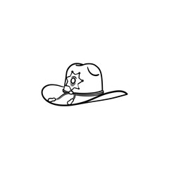 Sheriff hat hand drawn outline doodle icon. Police authority, county sheriff, law concept. Vector sketch illustration for print, web, mobile and infographics on white background