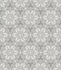 Schilderijen op glas Beige and white seamless floral wallpaper © More Images