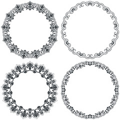 Vintage decorative round floral design elements