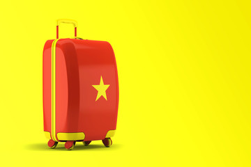 Travel suitcase with Vietnam country flag (3d illustration)