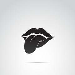 Human tongue and lips vector icon.