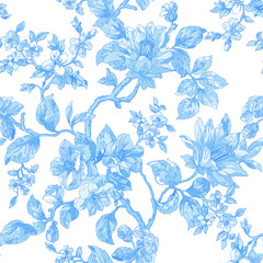 Seamless pattern with flowers orchids