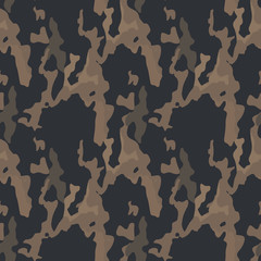 Military camouflage seamless pattern in different shades of brown color