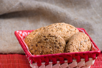 Cookies with sesame and sunflower seeds on table. Healthy eating