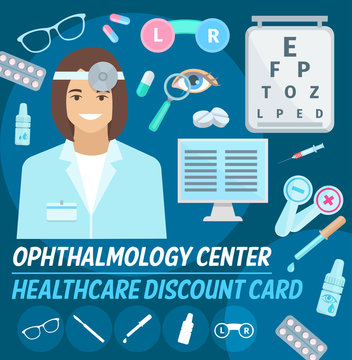 Vector discount card for ophthalmology center