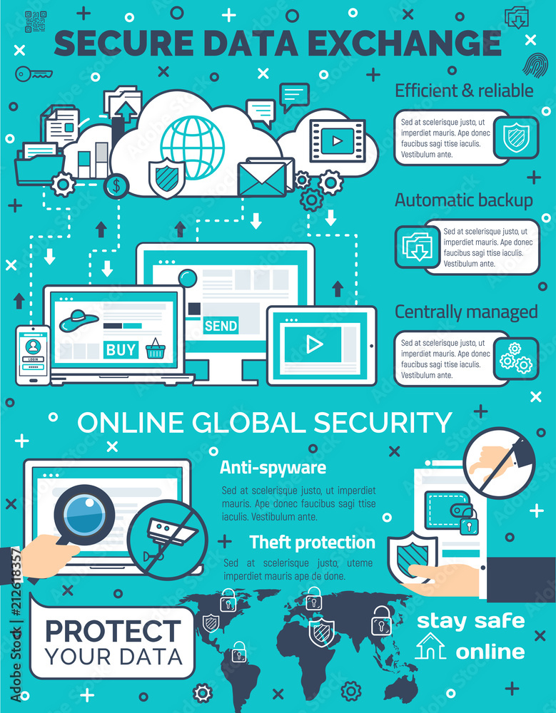 Aufkleber vector poster for secure data exchange